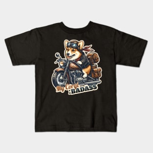 Corgi Biker Kids T-Shirt